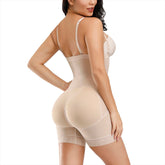Detachable Straps Zip Up Slimming Body Shaper - Nude